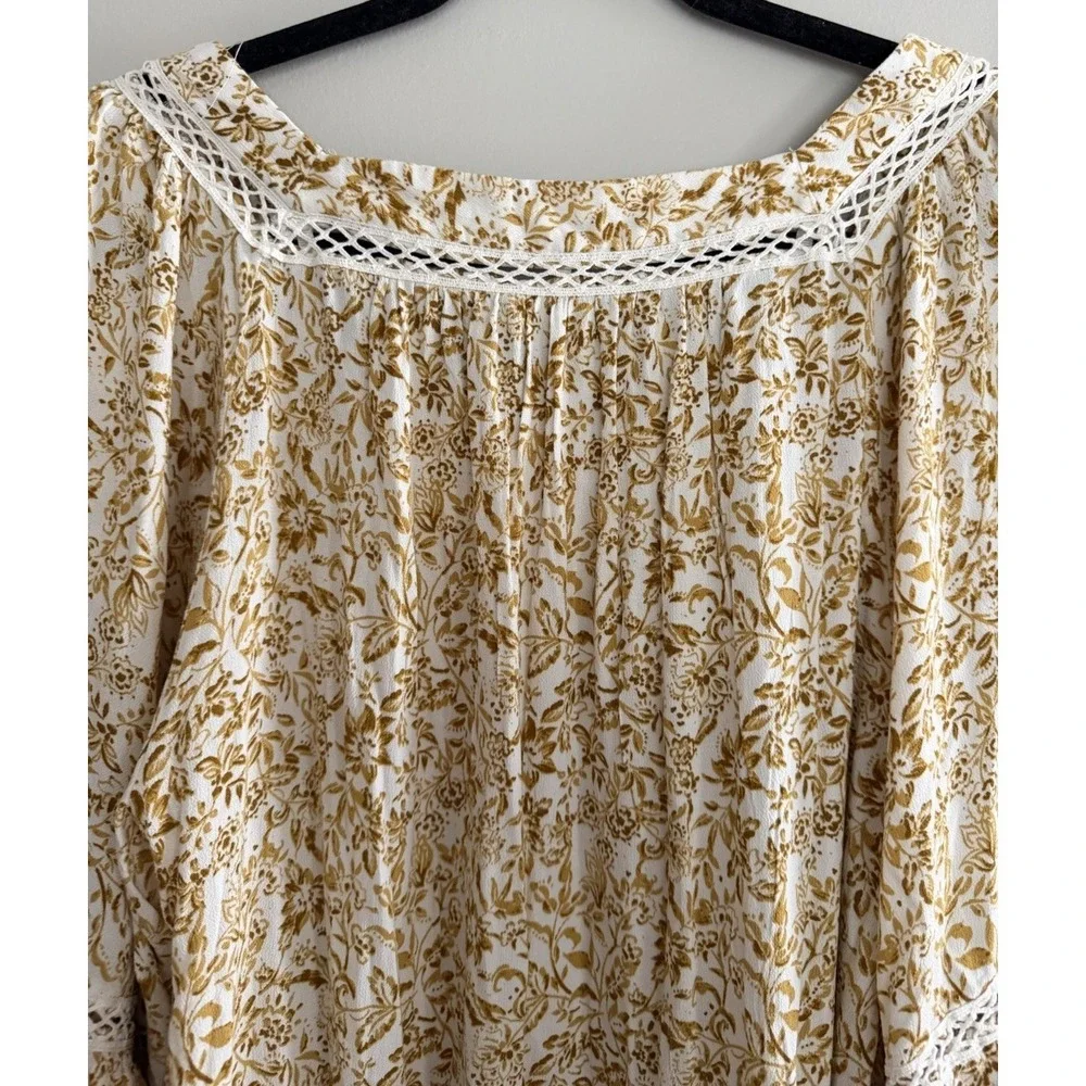 Free People Talk About It Tunic Top Ivory Combo Women's Size Medium
